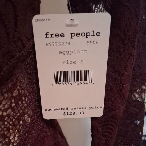 NWT FREE PEOPLE Lace Burgundy EGGPLANT Dress Size Small - Picture 4 of 10